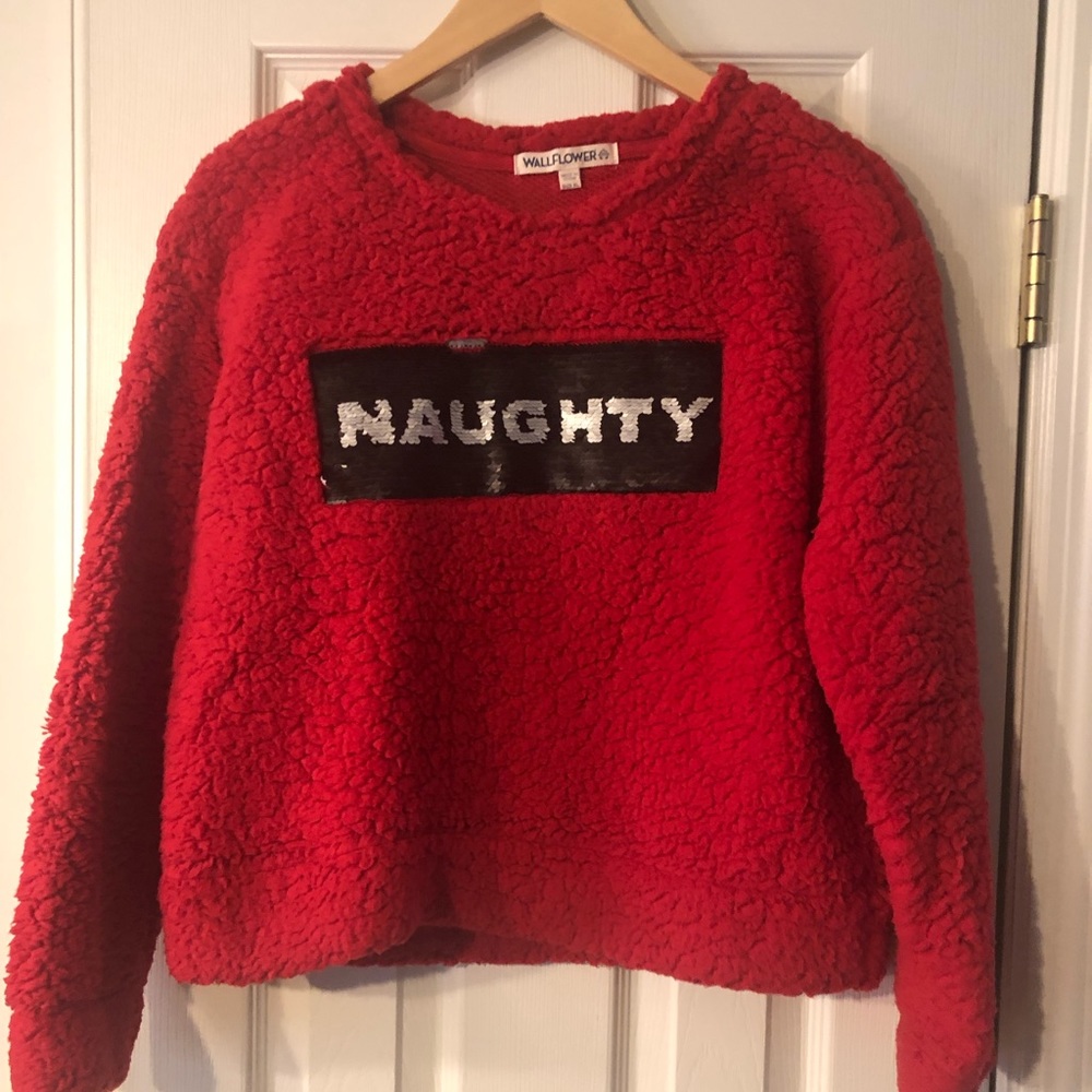 Red Naughty/Nice sweater.